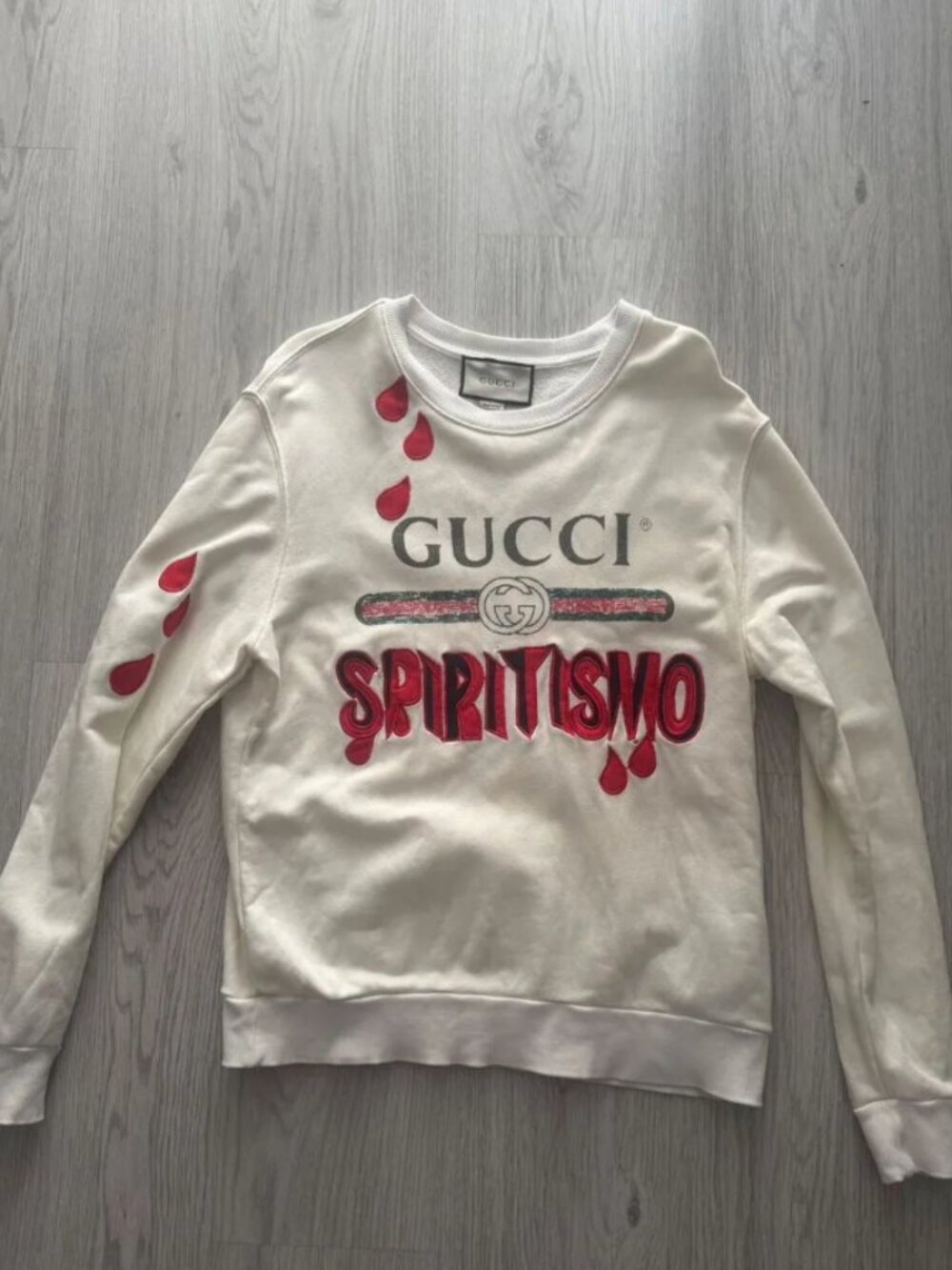 Gucci Spritismo Graphic Logo Sweatshirt White Red